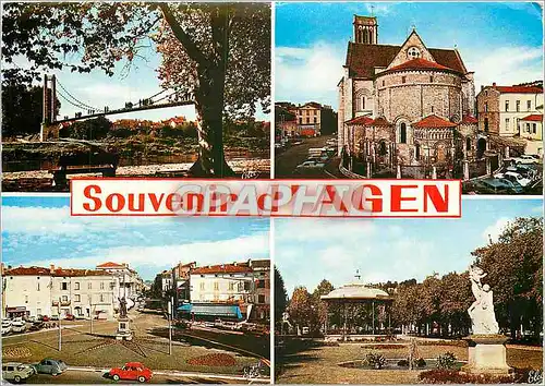 Cartes postales moderne Agen (Lot et Garonne) de gauche a droite la passerelle pour pietons reliant Agen et le Passage