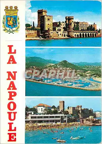 Moderne Karte La Napoule Cote d'Azur French Riviera Le chateau la plage de la Raguette le nouveau port