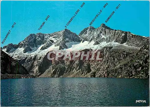 Cartes postales moderne Les Pyrenees Route des Lacs lac de Cap de Long 2160 m et Pic de Neouvielle 2092 m
