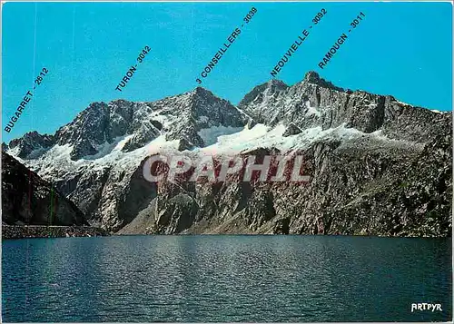 Moderne Karte Les Pyrenees Route des Lacs lac de Cap de Long 2160 m et Pic de Neouvielle 2092 m