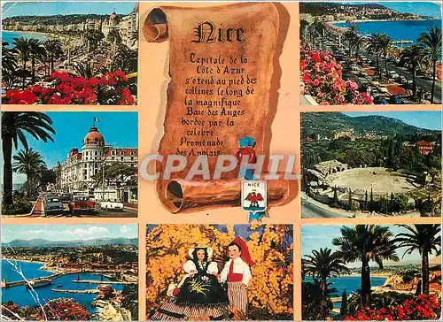 Moderne Karte Nice (A M) Cote d'Azur French Riviera Souvenir de Nice