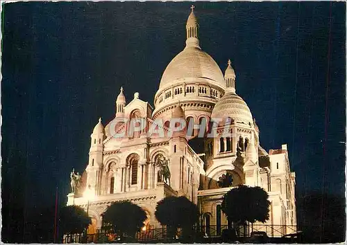 Cartes postales moderne Pleins feux sur Paris la basilique du sacre Coeur illuminee sur le parvis