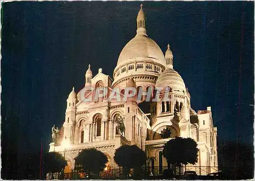Moderne Karte Pleins feux sur Paris la basilique du sacre Coeur illuminee sur le parvis