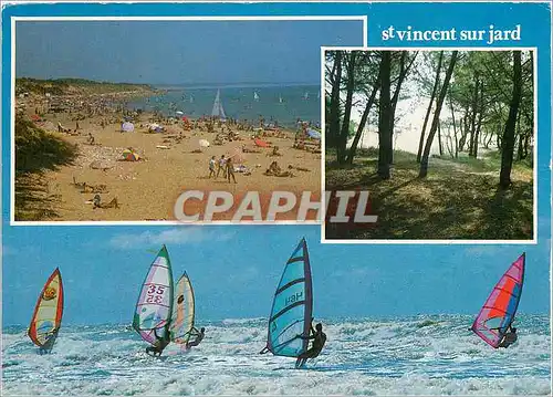 Moderne Karte La Vendee Touristique Saint Vincent sur Jard La Plage la foret Planche a voile