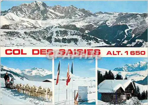 Moderne Karte Col des Saisies (Savoie) Alt 1650 m Chiens Husky