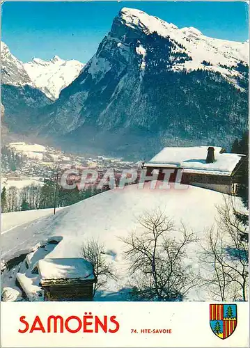 Moderne Karte Samoens (Haute Savoie) alt 714 800 m Sports d'hiver Echappee sur le pays le Criou (2250 m) et le