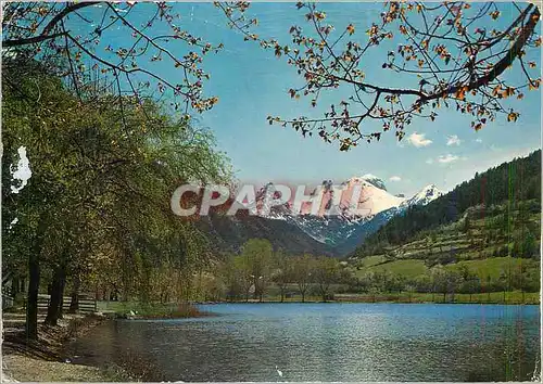 Moderne Karte Les Alpes en couleurs naturelles le Lac du Lauzet et au fond lesSeolanes (alt 2903