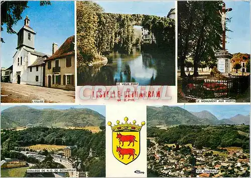 Cartes postales moderne Lestelle Betharram (Pyr Atl) L'Eglise Le vieux pont Le monument aux morts College de ND de Betha