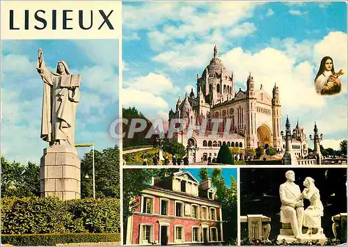 Cartes postales moderne Lisieux (Calvados) La Statue de Sainte Therese la Basilique les Buissonnets