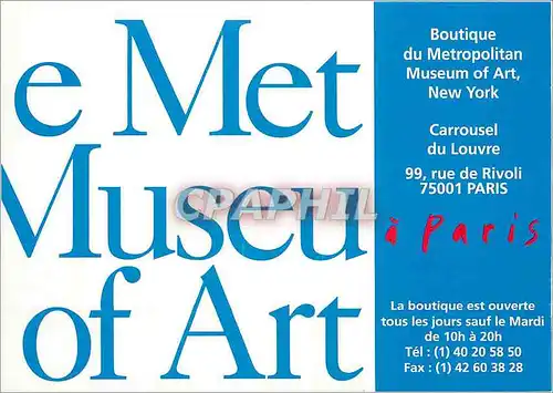 Cartes postales moderne Boutique du Metropolitain Museum of art New York Rue de Rivoli Paris