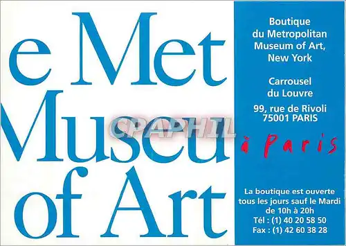 Moderne Karte Boutique du Metropolitain Museum of art New York Rue de Rivoli Paris