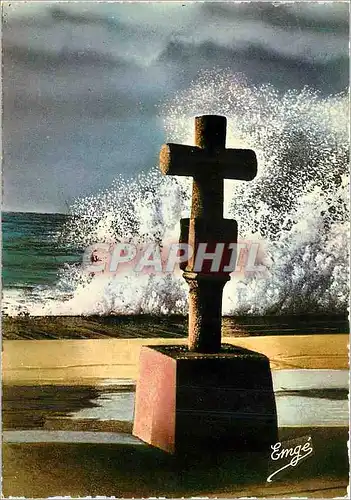 Cartes postales moderne La Cote d'Emeraude Saint Malo Parame sur la digue la Croix de Mi Greve un jour de Grande Maree