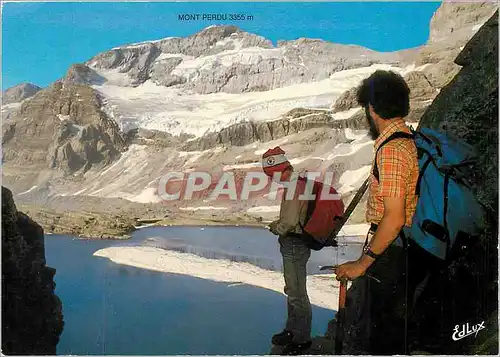 Cartes postales moderne Les Pyrenees Face Nord du Mont Perdu 3555 m lac Glace Vue de la Blache de Tuquerouye