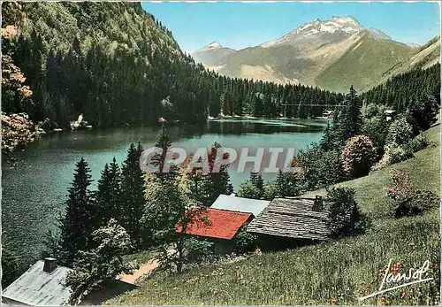 Cartes postales moderne Montriond (Haute Savoie) alt 950 m le Lac (alt 1050 m) et le Roc d'Enfer
