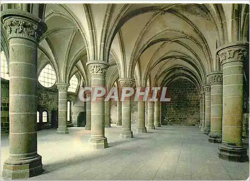 Cartes postales moderne Monte Saint Michel (Manche) Salle des Chevaliers Salle de travail des moines (28 m sur 18 m)