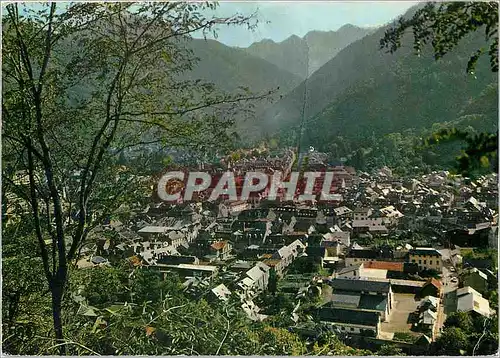 Moderne Karte Luchon (Haute Garonne) Vue generale avec au fond le Venasque (alt 2445 m)