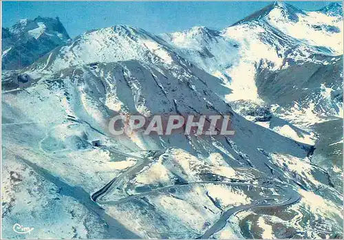 Cartes postales moderne Col du Galibier (Htes Alpes) Alt 2654 m Lacets de la Route et entree du Tunnel cote Savoie