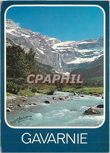Cartes postales moderne Gavarnie les cirque de Gavarnie et la grande cascade (422 m de haut) le sommet du Marbore alt 32