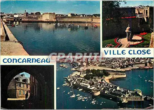Cartes postales moderne Concarneau (S Finist) La Ville close vue aerienne la porte au vin et la fontaine