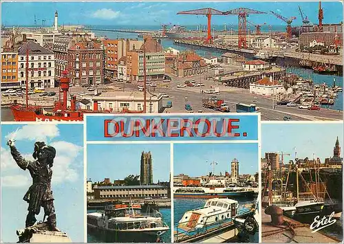 Cartes postales moderne Dunkerque (Nord) Panorama du port Statue de Jean Bart par Davis d'Angers
