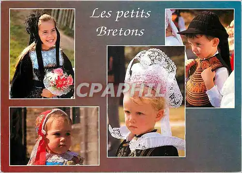 Moderne Karte La Bretagne en couleurs Jeunes en costume des pays bretons