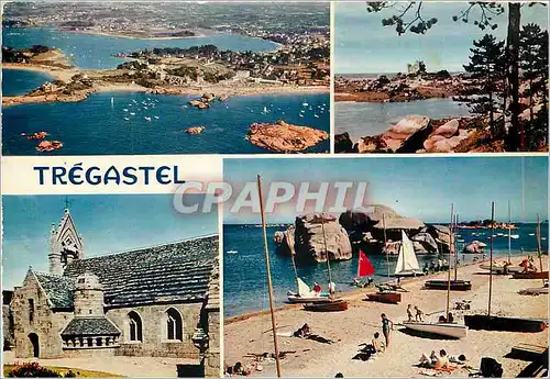 Cartes postales moderne Tregastel (C du N) Les plages et la vieille eglise paroissiale