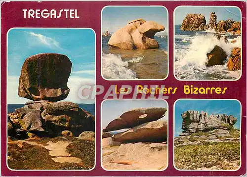 Moderne Karte La Cote du Granit Rose Tregastel Les rochers le De la Sorciere le Gouffre la Palette