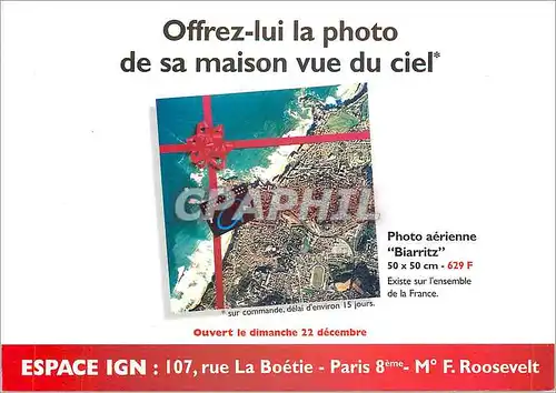 Cartes postales moderne Offrez lui la photo de sa maison vue du ciel Espace IGN Rue La Boetie Paris