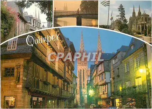 Cartes postales moderne Quimper La rue Kereon et la cathedrale St Corentin