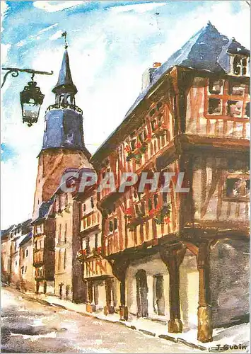 Moderne Karte Les Aquarelles Bretagne Vieilles maisons pittoresque Dinan (Cotes du Nord)