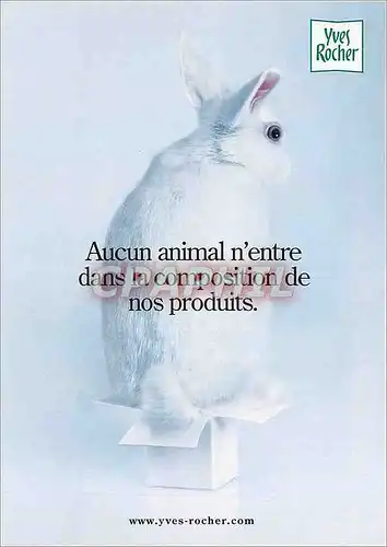 Cartes postales moderne aucun animal n'entre dans la composition de nos produits Lapin Yves Rocher