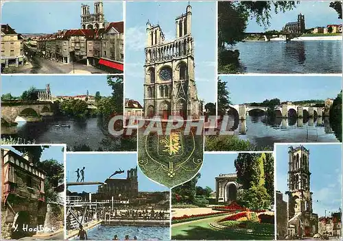 Cartes postales moderne Mantes la Jolie (Seine et Oise) La Collegiale N D rue Auguste Goust Piscine Plongeon