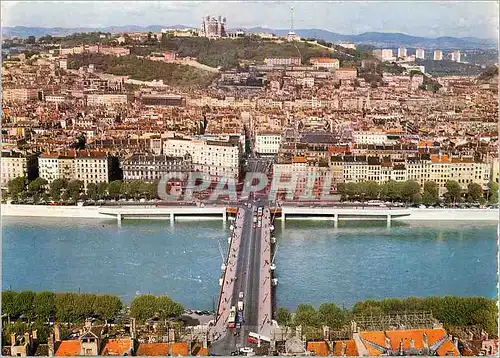 Moderne Karte Lyon Le Pont Lafayette sur le Rhone la ville et la Colline de Fourviere