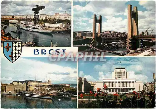 Moderne Karte Brest (Finistere) L'Arsenal le pont levant l'amiraute et l'hotel de ville