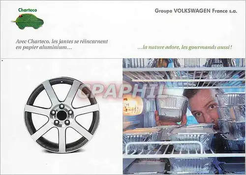 Cartes postales moderne Avec Charteco les jantes se reincarnent en papeir aluminium Volkswagen Automobile