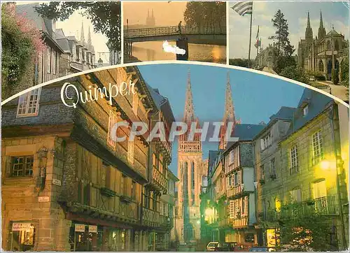 Cartes postales moderne Quimper la rue Kereon et la cathedrale St Corentin