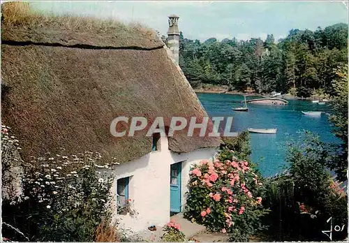 Moderne Karte La Bretagne en Couleurs Maison de pecheurs sur la riviere (Kerdruc) entre Pont Aven et Pont Mane