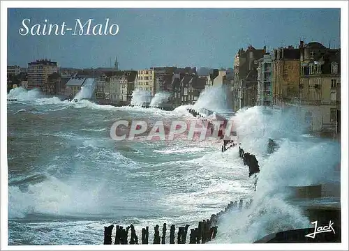 Moderne Karte La Cote D'Emeraude Saint Malo Cite Corsaire (I et V) Tempete d'equinoxe sur le sillon