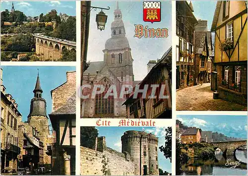 Cartes postales moderne Dinan cite mediavale le viaduc rue de l'Horloge Eglise Saint Sauveur Chateau Vieilles maisons du