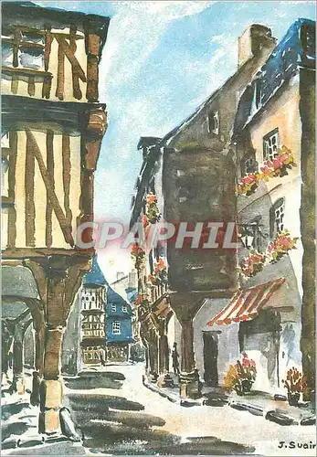 Moderne Karte Les Aquarelles Bretagne Vieilles maisons pittoresques Dinan (Cotes du Nord)