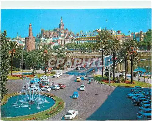 Cartes postales moderne Sevilla Place de Cube et vue partielle