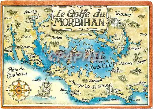 Moderne Karte La Bretagne Pittoresque Le Golfe du Morbihan (petite mer)