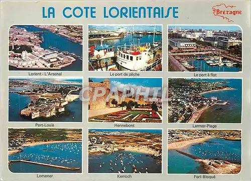 Moderne Karte La Cote Lorientaise Les sites touristiques