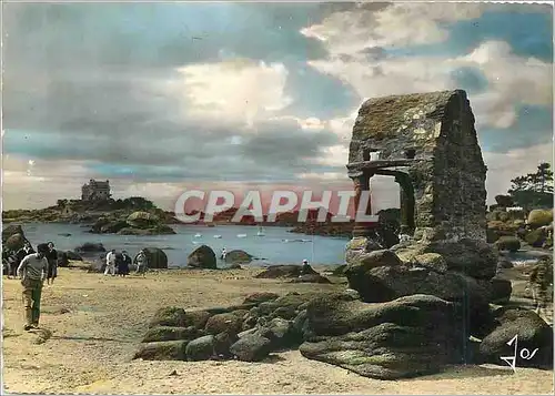 Moderne Karte Ploumanac'h (C du N) L'Oratoire de St Guirec sur la plage (Jadis les jeunes filles desirant se m