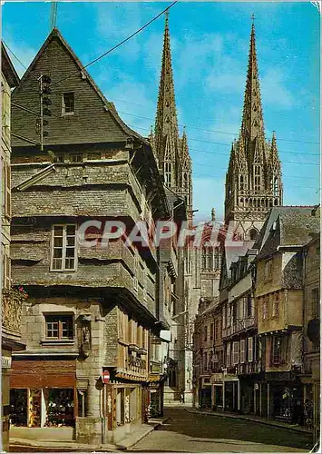 Moderne Karte Quimper (Kemper nom breton) Les vieilles Maisons de la rue Kereon