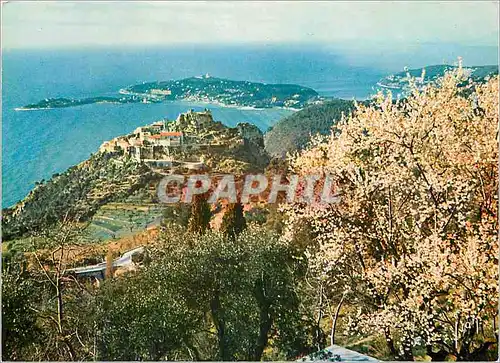 Moderne Karte Eze (A M) Vue generale au loin le cap ferrat