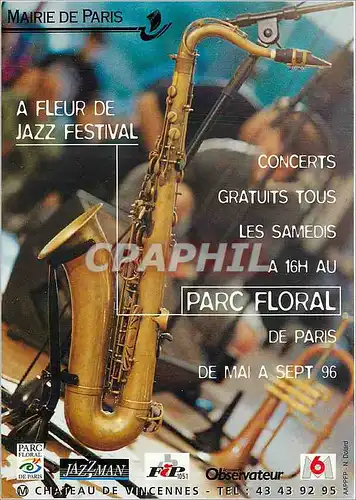 Moderne Karte A fleur Jazz Festival Mairie de Paris Parc Floral Vincennes