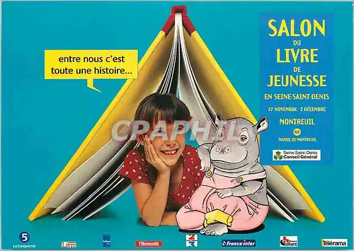 Moderne Karte Salon du Livre de Jeunesse Seine Saint Denis Montreuil Hippopotame
