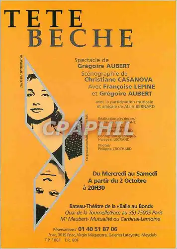 Moderne Karte Tete Beche Spectacle de Gregoire Aubert Paris