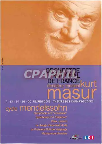 Cartes postales moderne Cycle mendelssohn Theatre des Champs Elysee Paris